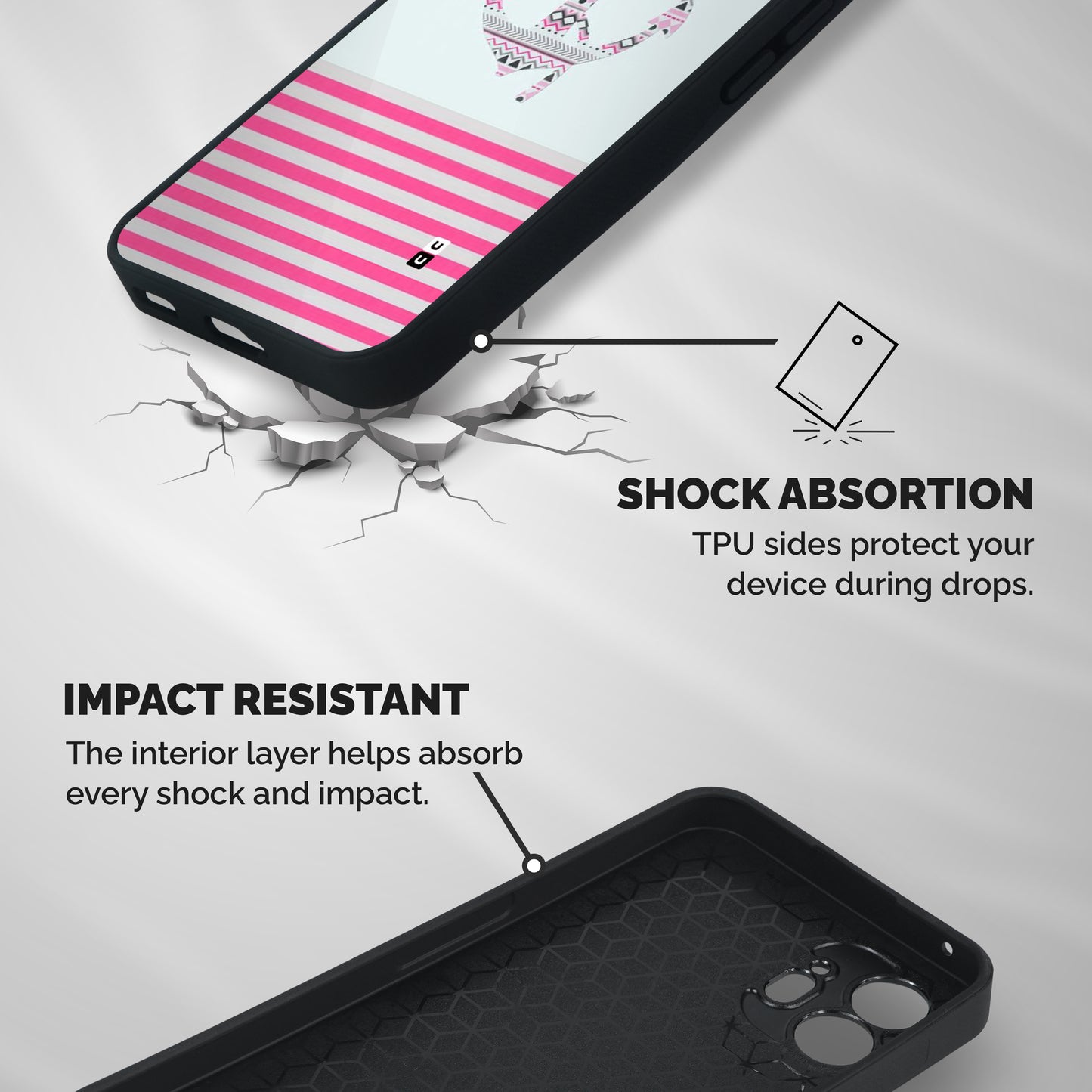 Anchor Design Stripes Shockproof Hybrid Protection (Metal + TPU) Back Case Cover