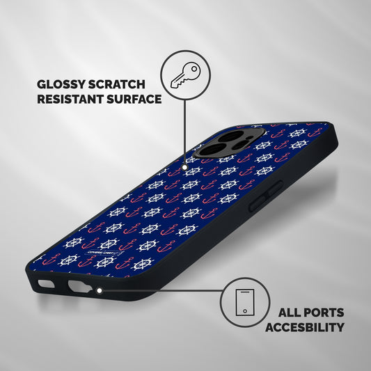 Anchor Pattern Blue Shockproof Hybrid Protection (Metal + TPU) Back Case Cover