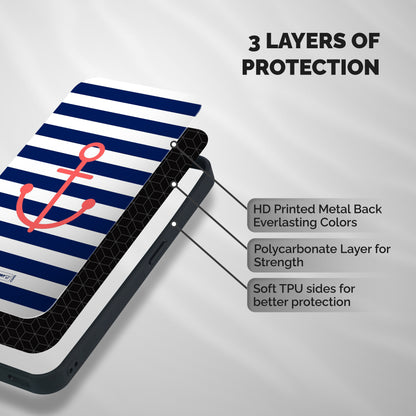 Anchor Stripes Shockproof Hybrid Protection (Metal + TPU) Back Case Cover