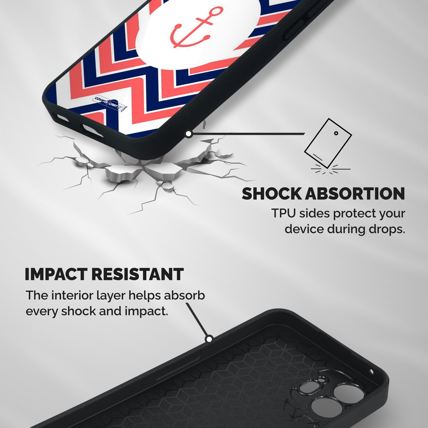 Anchor Zig Zag Shockproof Hybrid Protection (Metal + TPU) Back Case Cover