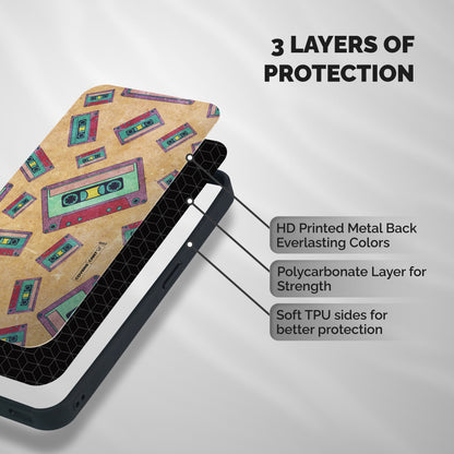 Ancient Cassettes Shockproof Hybrid Protection (Metal + TPU) Back Case Cover