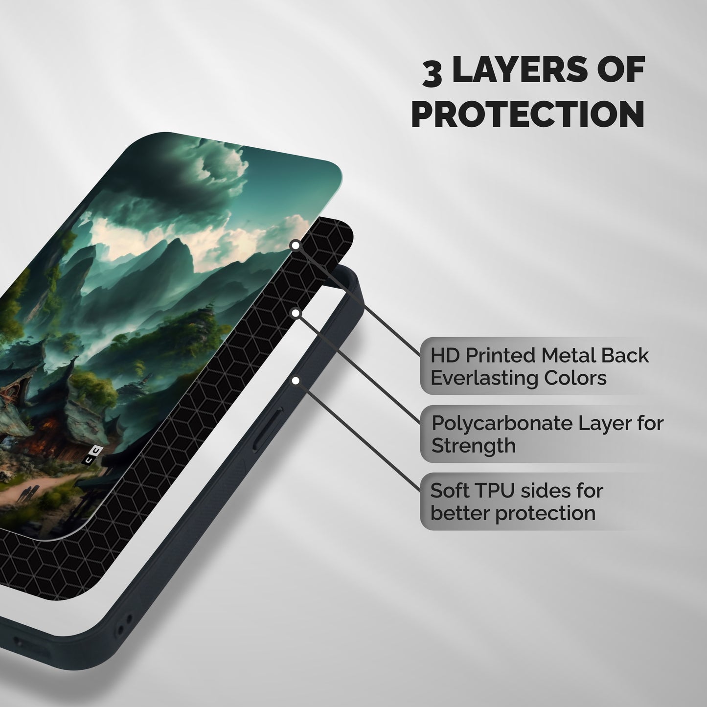 Ancient Village Shockproof Hybrid Protection (Metal + TPU) Back Case Cover