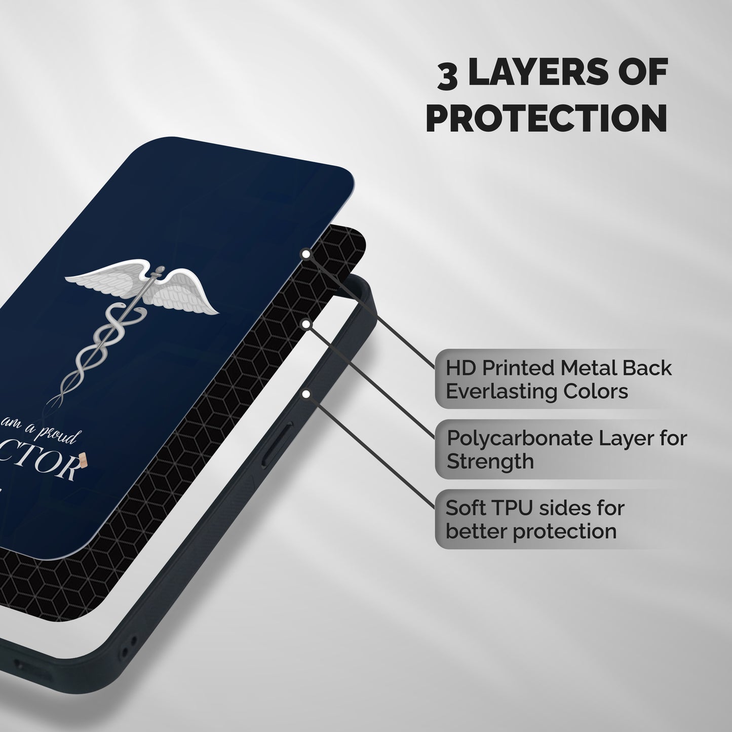 Angel Doctor Shockproof Hybrid Protection (Metal + TPU) Back Case Cover