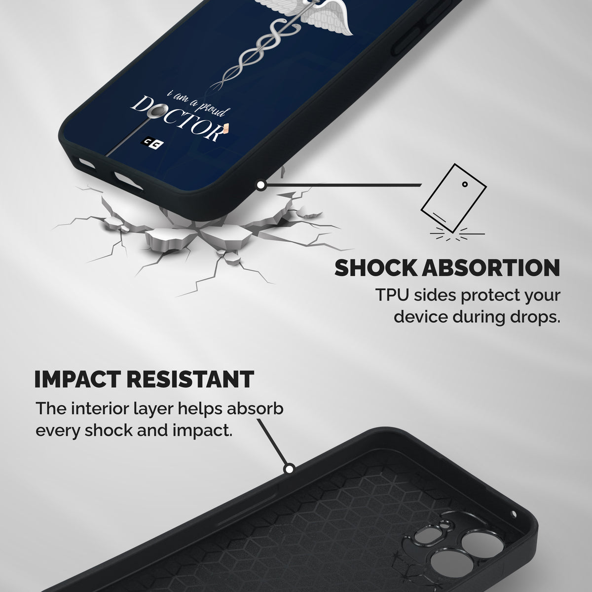Angel Doctor Shockproof Hybrid Protection (Metal + TPU) Back Case Cover