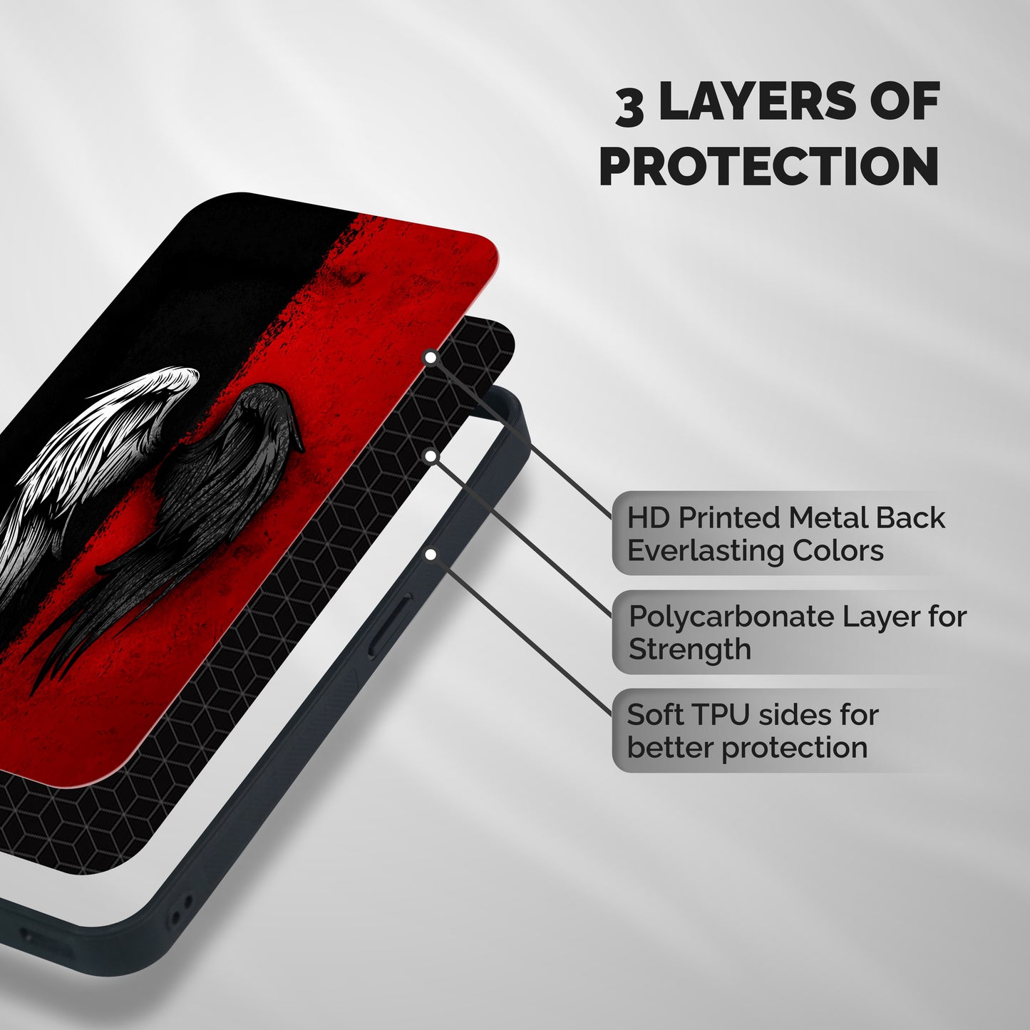 Angle Demon Wings Shockproof Hybrid Protection (Metal + TPU) Back Case Cover