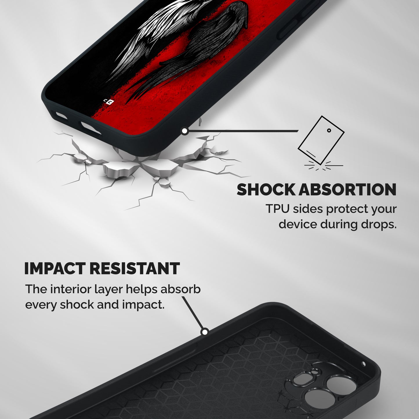 Angle Demon Wings Shockproof Hybrid Protection (Metal + TPU) Back Case Cover