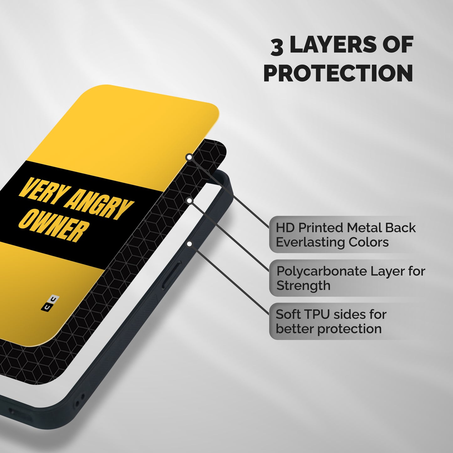 Angry Owner Shockproof Hybrid Protection (Metal + TPU) Back Case Cover