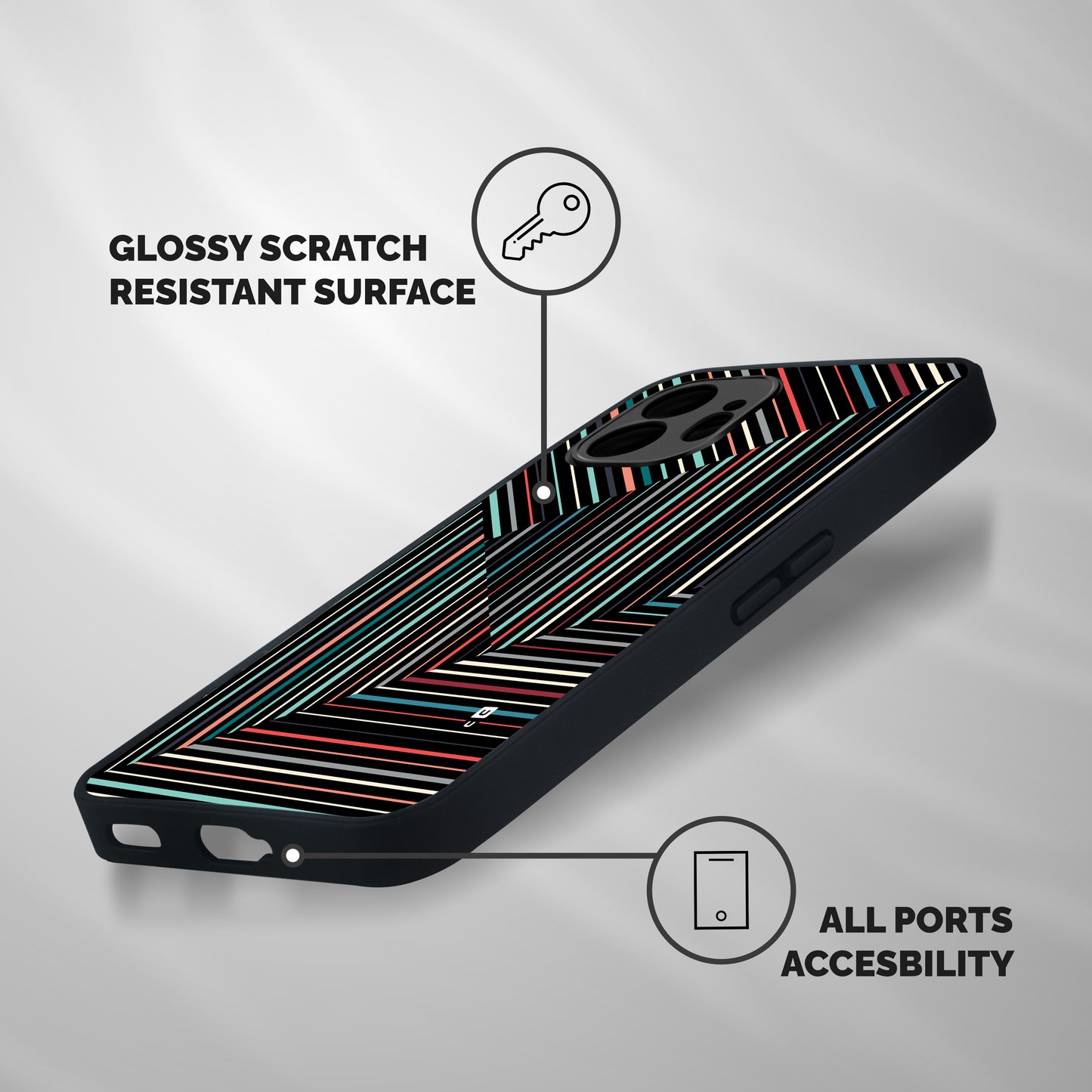 Angular Stripes Shockproof Hybrid Protection (Metal + TPU) Back Case Cover