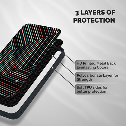 Angular Stripes Shockproof Hybrid Protection (Metal + TPU) Back Case Cover
