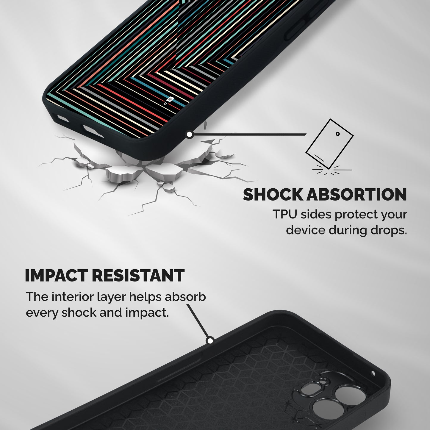 Angular Stripes Shockproof Hybrid Protection (Metal + TPU) Back Case Cover