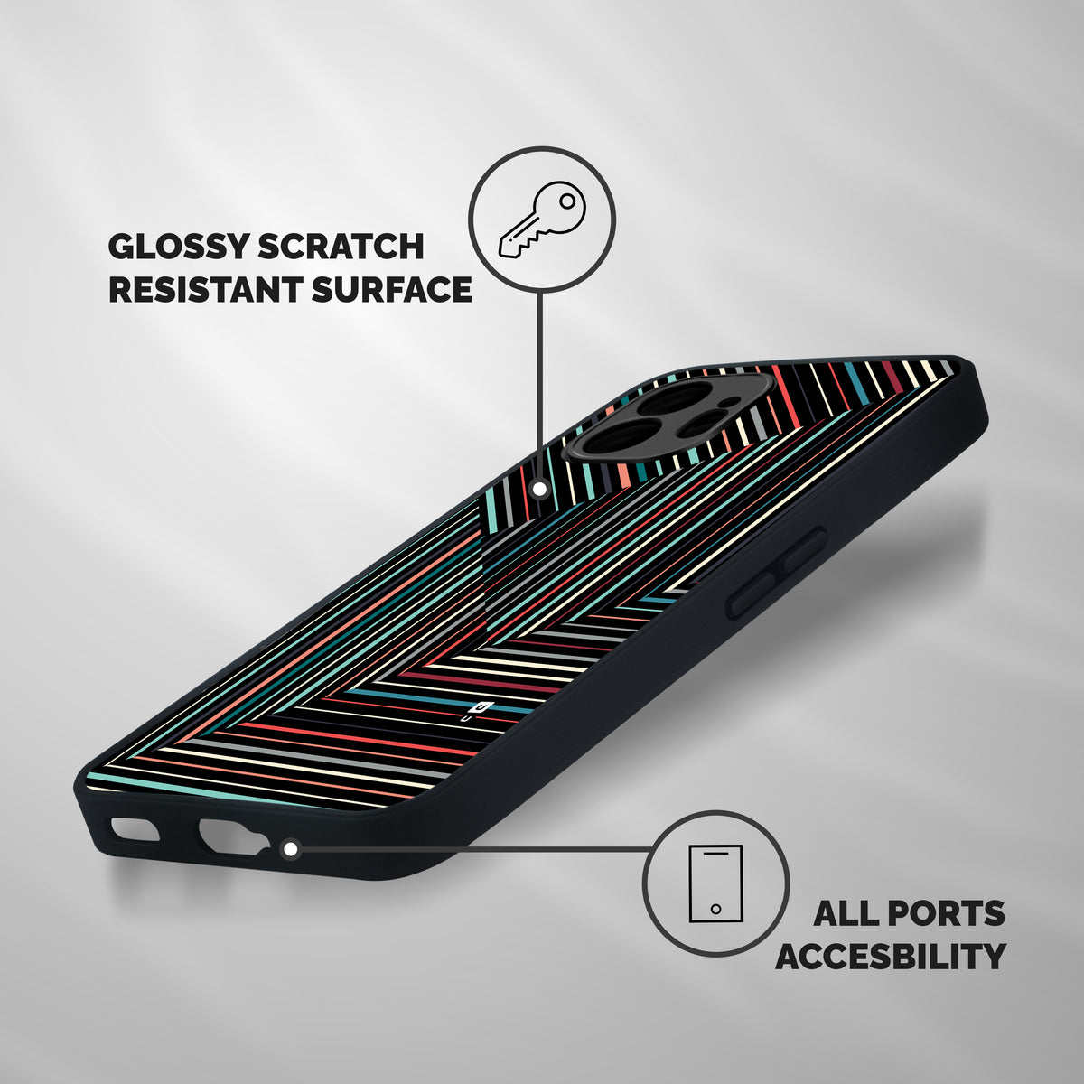 Angulars Stripes Shockproof Hybrid Protection (Metal + TPU) Back Case Cover