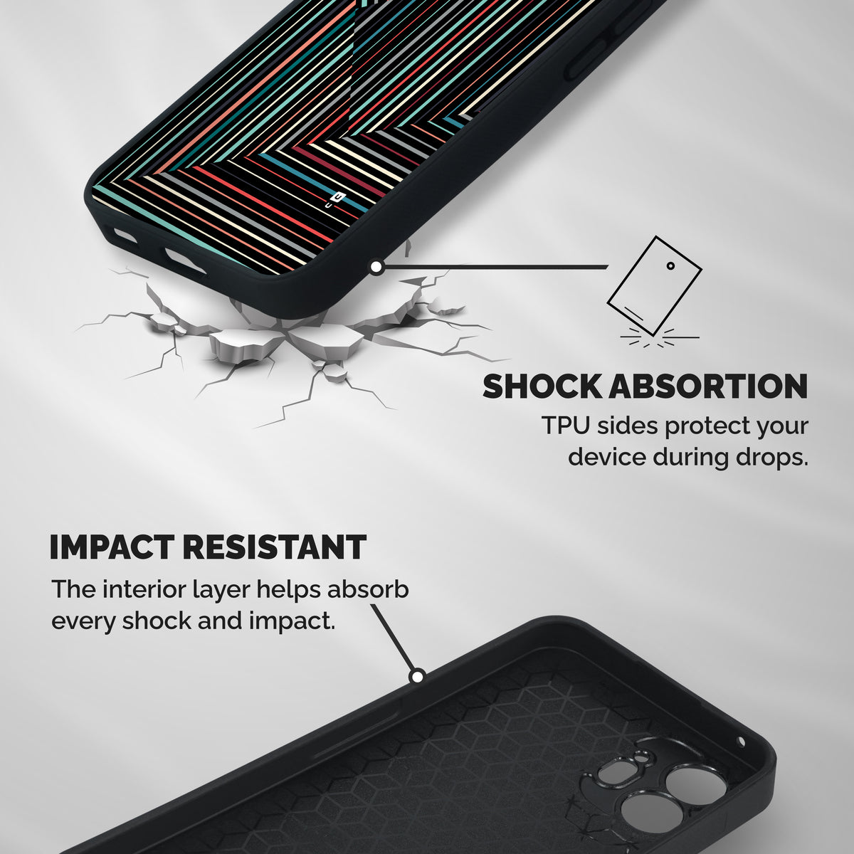 Angulars Stripes Shockproof Hybrid Protection (Metal + TPU) Back Case Cover