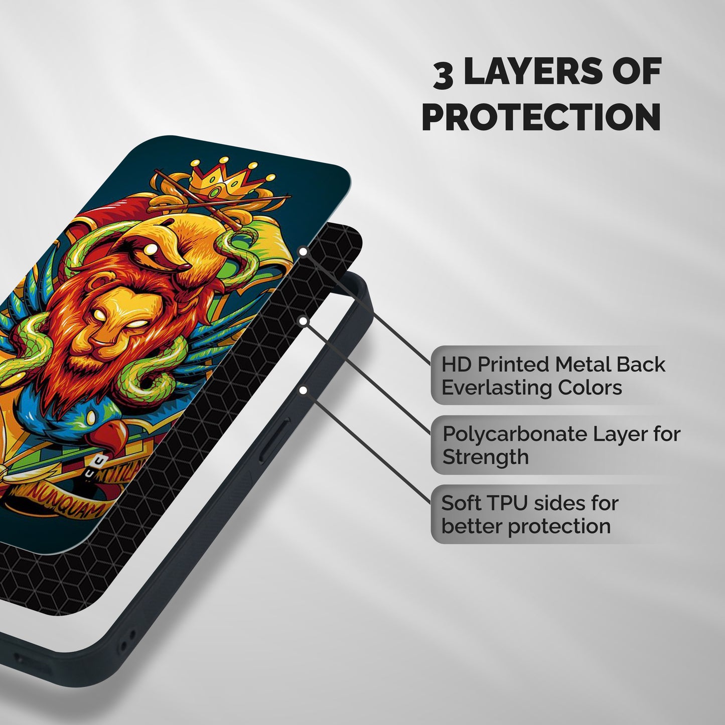 Animal Art Shockproof Hybrid Protection (Metal + TPU) Back Case Cover