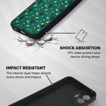 Animal Grass Pattern Shockproof Hybrid Protection (Metal + TPU) Back Case Cover