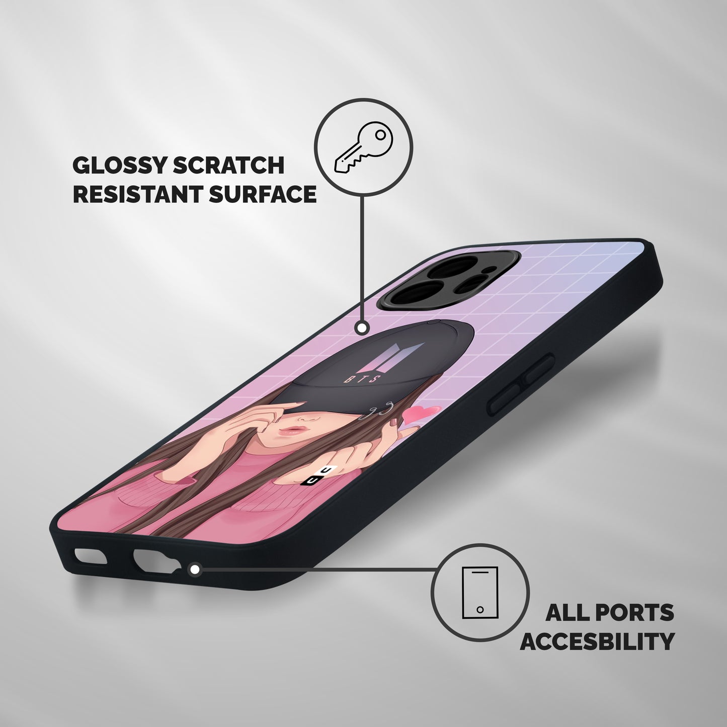 Anime Beautiful BTS Girl Shockproof Hybrid Protection (Metal + TPU) Back Case Cover