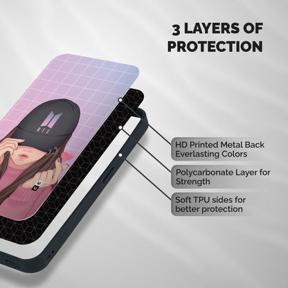 Anime Beautiful BTS Girl Shockproof Hybrid Protection (Metal + TPU) Back Case Cover