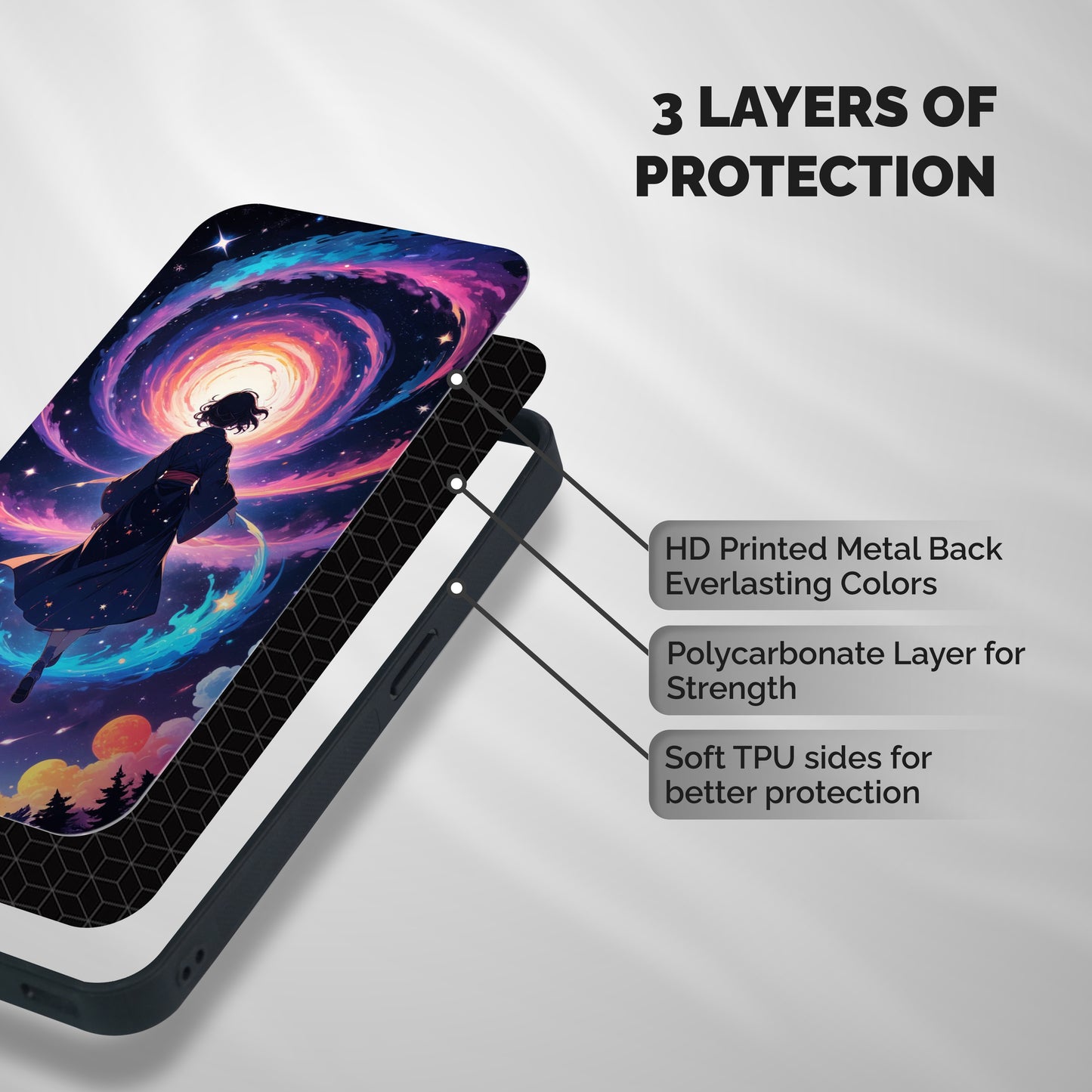 Anime Galaxy Girl Shockproof Hybrid Protection (Metal + TPU) Back Case Cover