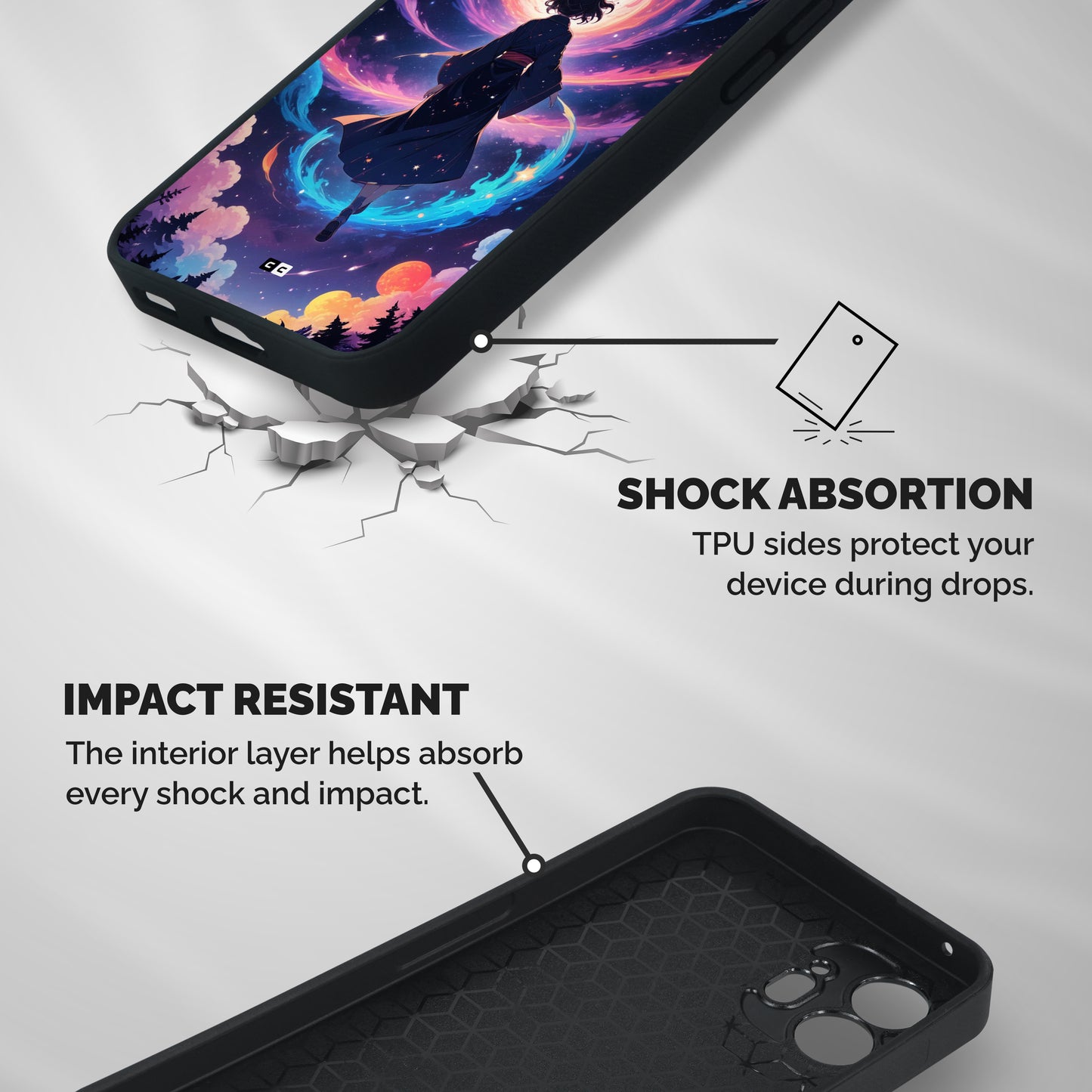 Anime Galaxy Girl Shockproof Hybrid Protection (Metal + TPU) Back Case Cover