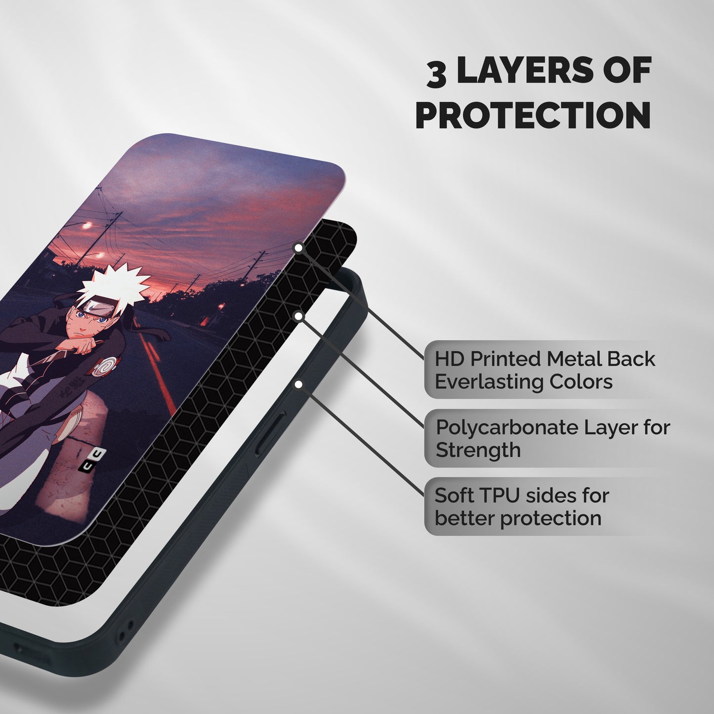 Anime Naruto Aesthetic Shockproof Hybrid Protection (Metal + TPU) Back Case Cover