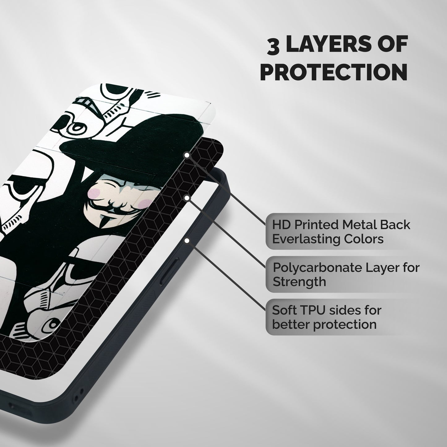 Anonymous Hat Shockproof Hybrid Protection (Metal + TPU) Back Case Cover