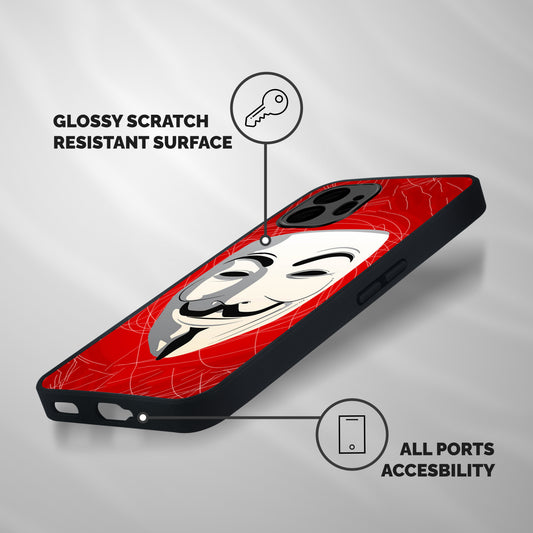 Anonymous Mask Abstract Shockproof Hybrid Protection (Metal + TPU) Back Case Cover