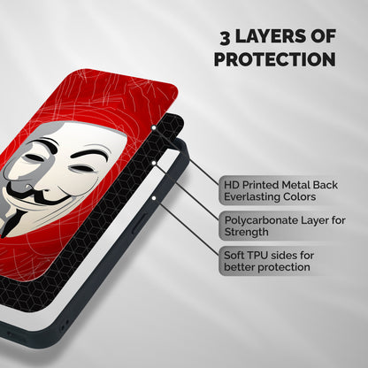 Anonymous Mask Abstract Shockproof Hybrid Protection (Metal + TPU) Back Case Cover