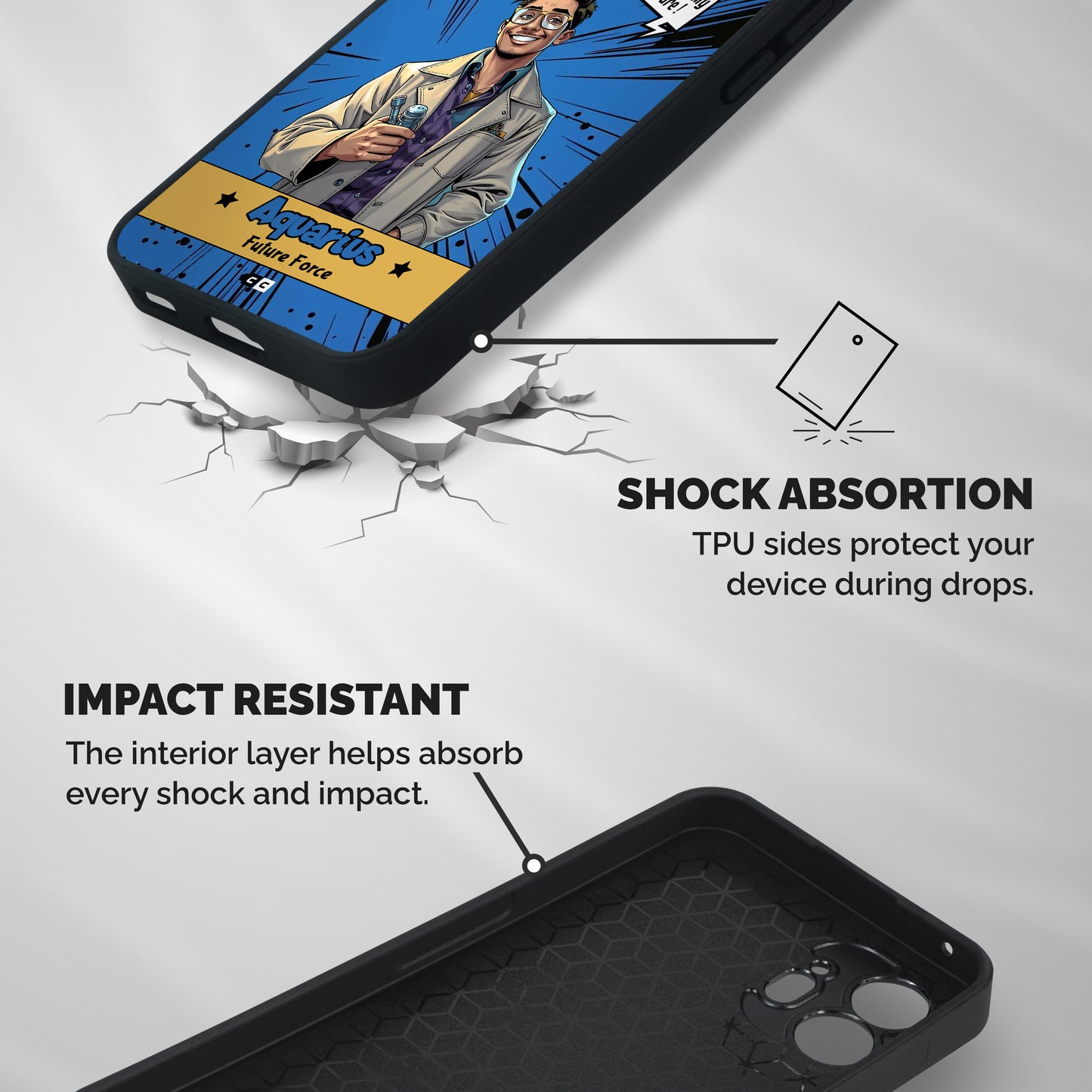 Aquarius Force Shockproof Hybrid Protection (Metal + TPU) Back Case Cover