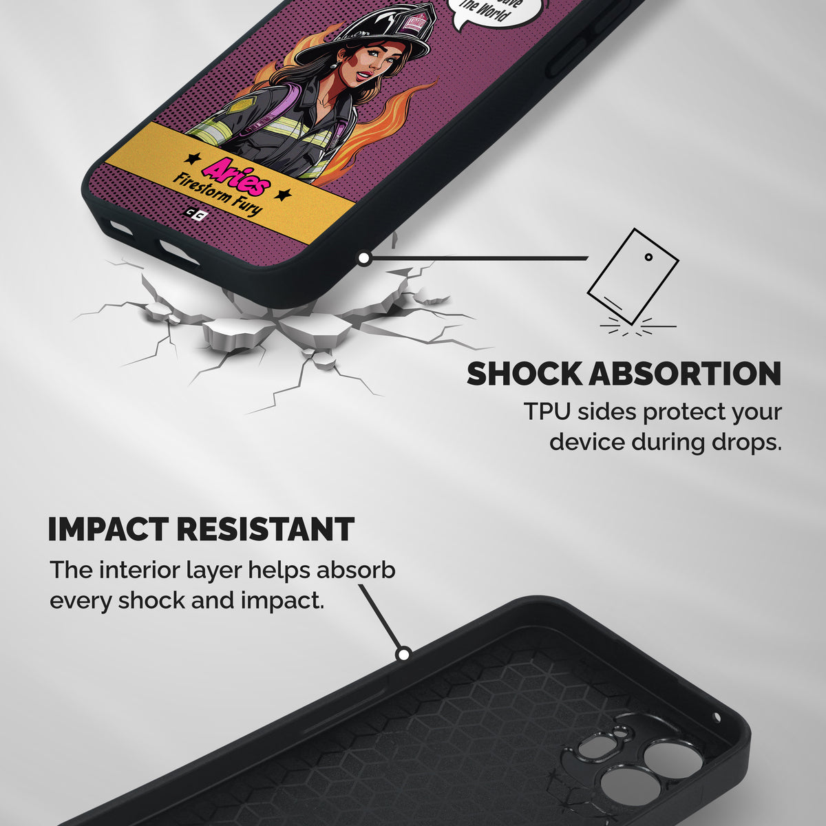 Aries Fury Shockproof Hybrid Protection (Metal + TPU) Back Case Cover
