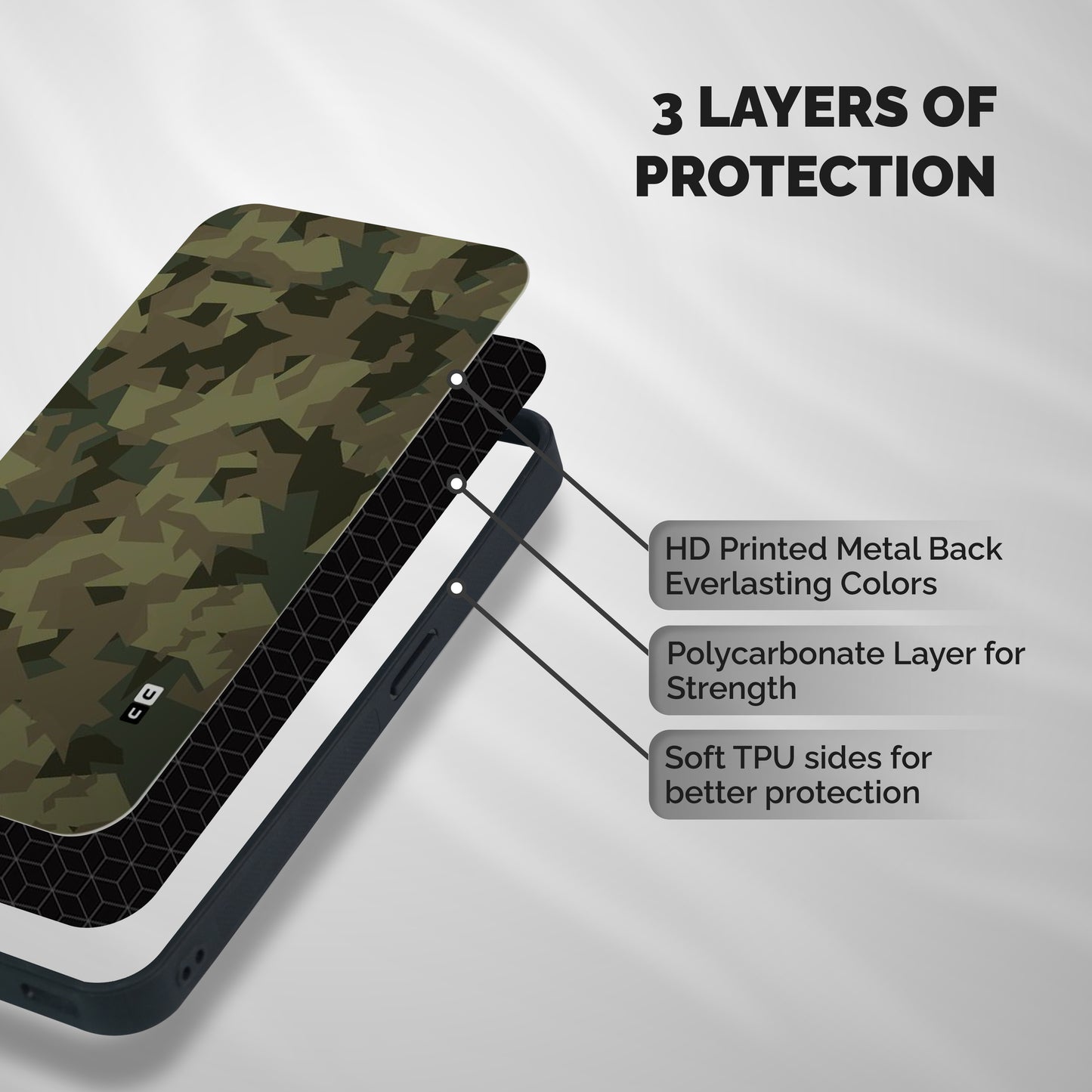 Army Abstract Shockproof Hybrid Protection (Metal + TPU) Back Case Cover