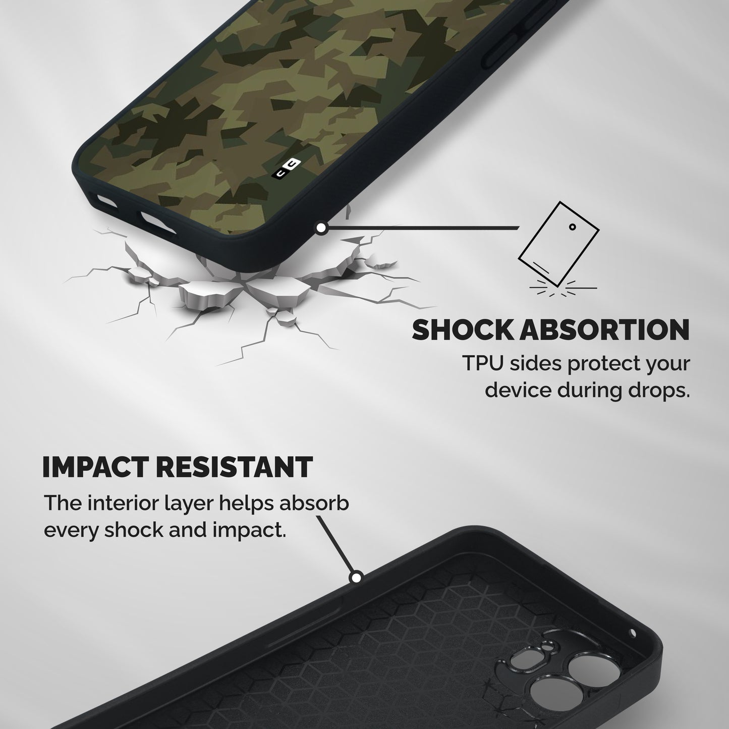 Army Abstract Shockproof Hybrid Protection (Metal + TPU) Back Case Cover