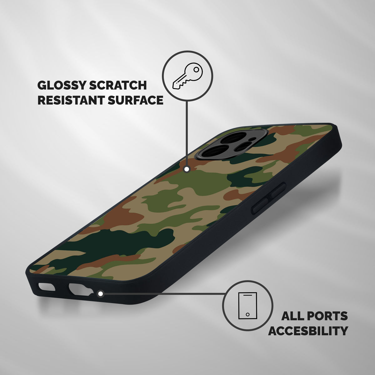 Army Camouflage Shockproof Hybrid Protection (Metal + TPU) Back Case Cover