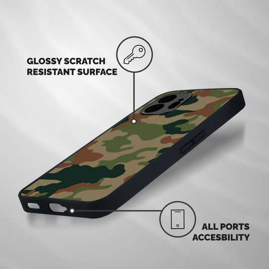 Army Camouflage Shockproof Hybrid Protection (Metal + TPU) Back Case Cover