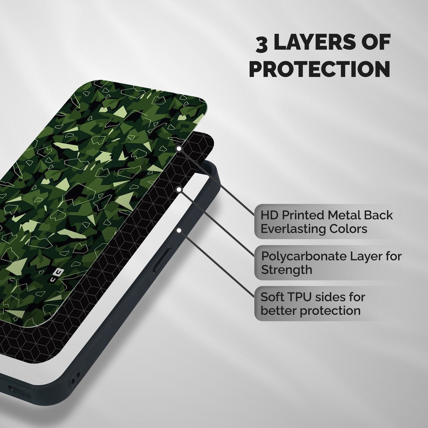 Army Shape Design Shockproof Hybrid Protection (Metal + TPU) Back Case Cover