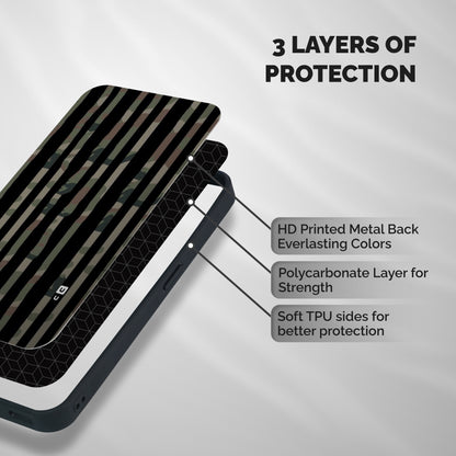 Army Stripes Shockproof Hybrid Protection (Metal + TPU) Back Case Cover