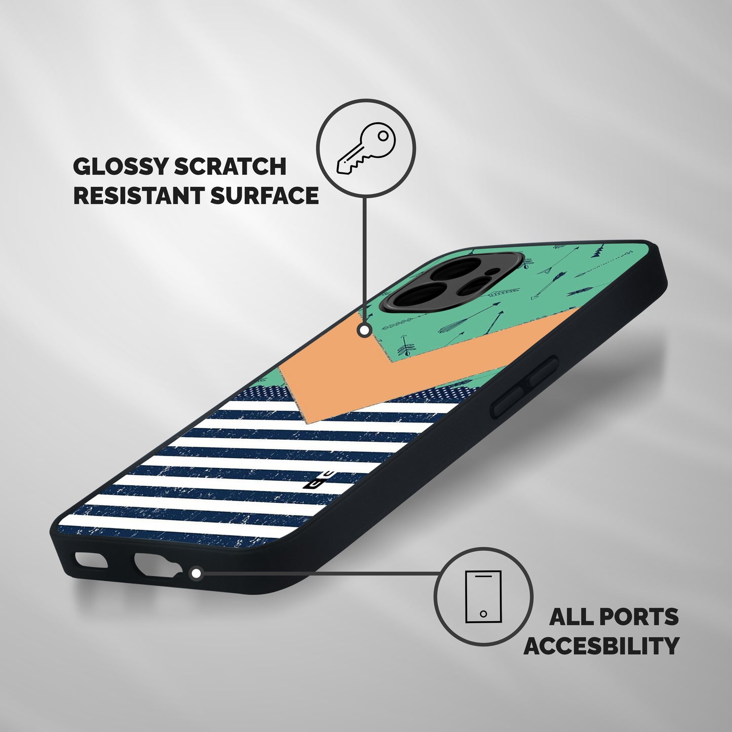 Arrows and Stripes Shockproof Hybrid Protection (Metal + TPU) Back Case Cover