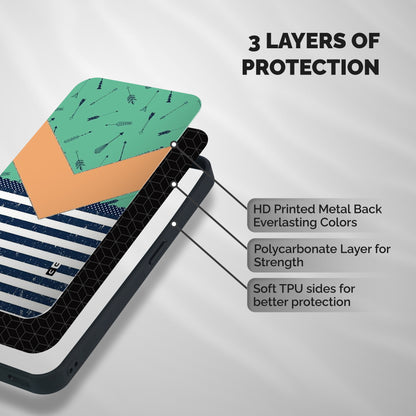 Arrows and Stripes Shockproof Hybrid Protection (Metal + TPU) Back Case Cover