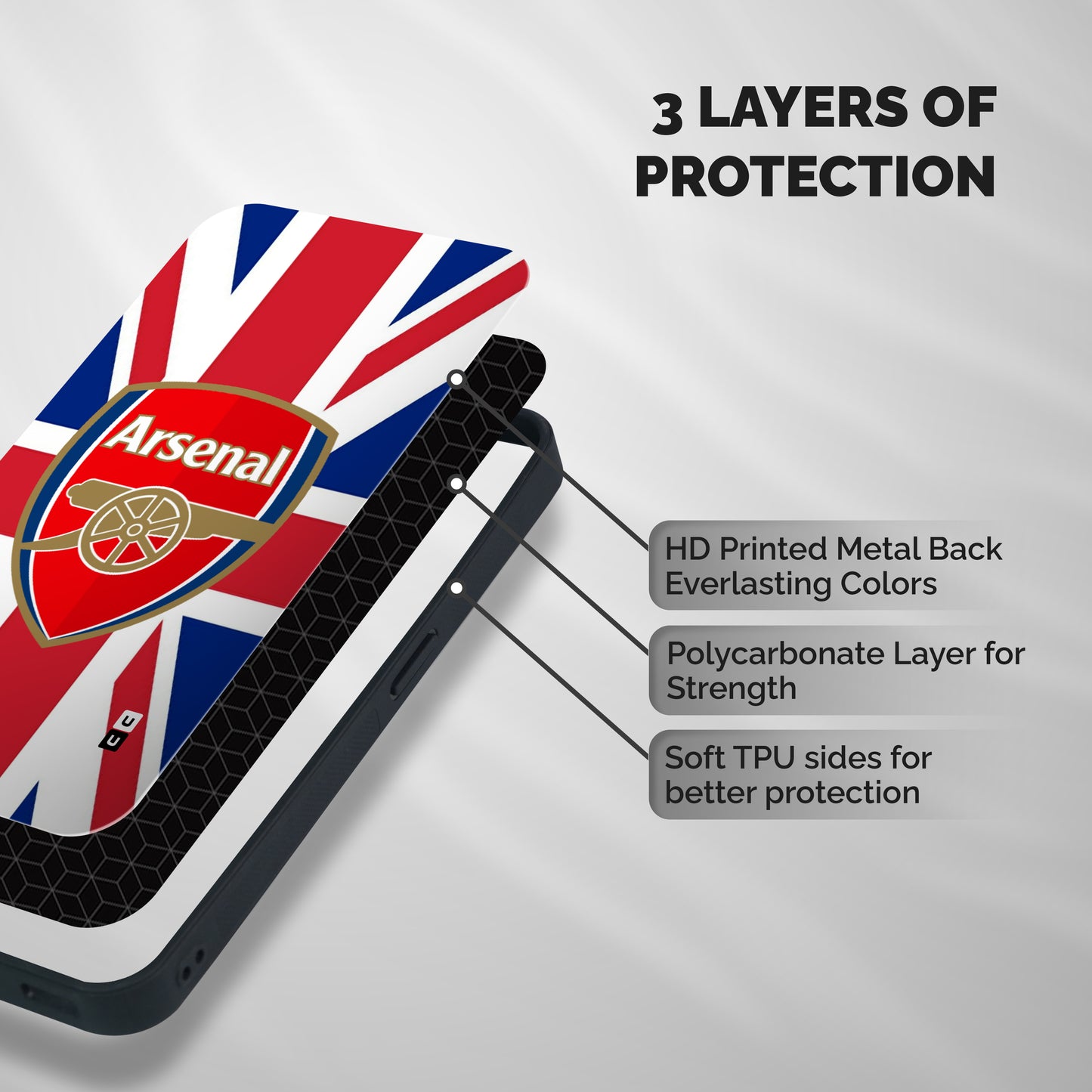 Arsenal Flag Shockproof Hybrid Protection (Metal + TPU) Back Case Cover