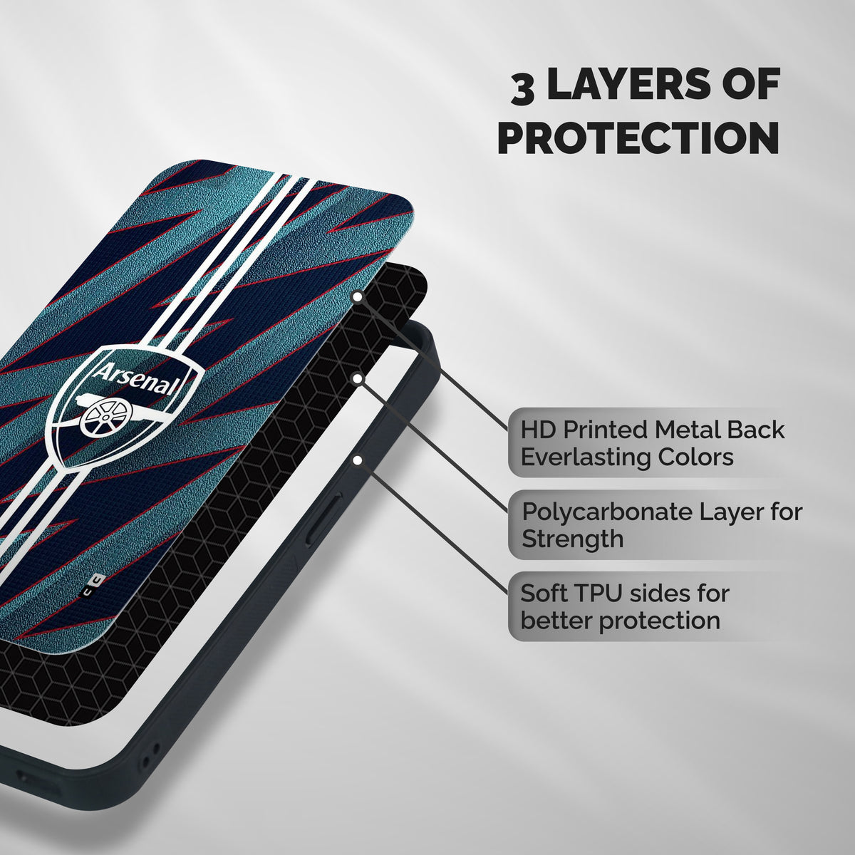 Arsenal Football Club Shockproof Hybrid Protection (Metal + TPU) Back Case Cover