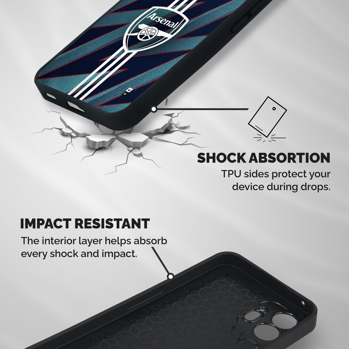 Arsenal Football Club Shockproof Hybrid Protection (Metal + TPU) Back Case Cover