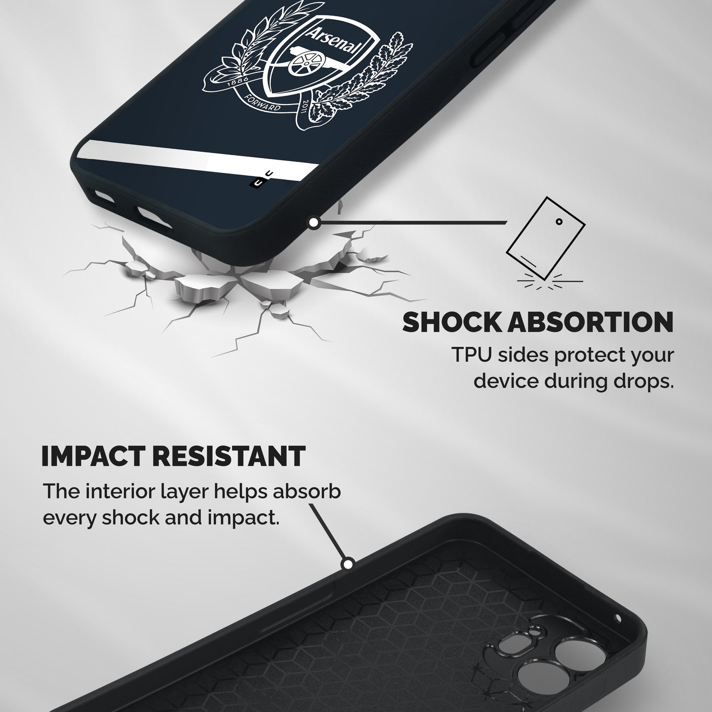 Arsenal Forward Shockproof Hybrid Protection (Metal + TPU) Back Case Cover