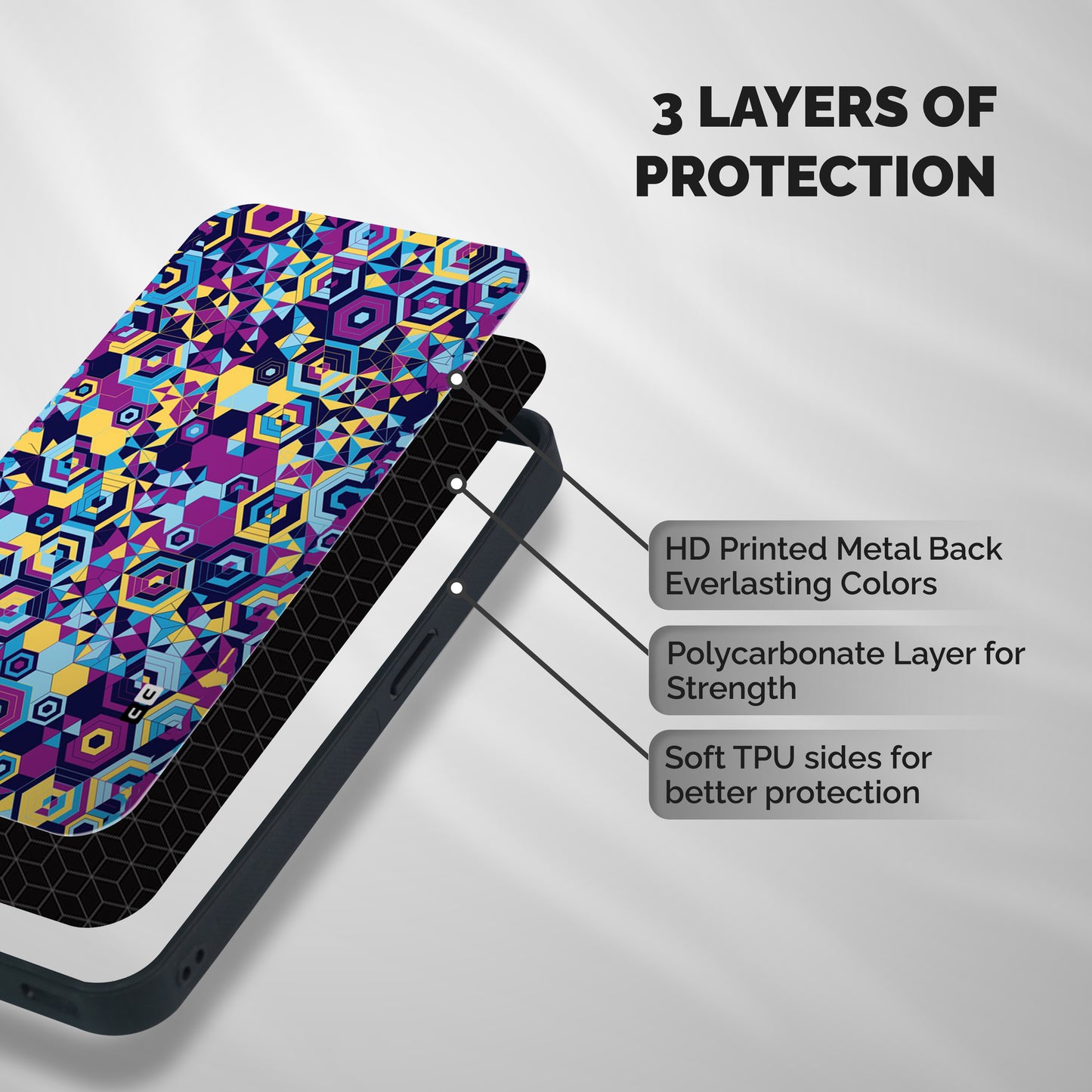 Artistic Abstract Shockproof Hybrid Protection (Metal + TPU) Back Case Cover