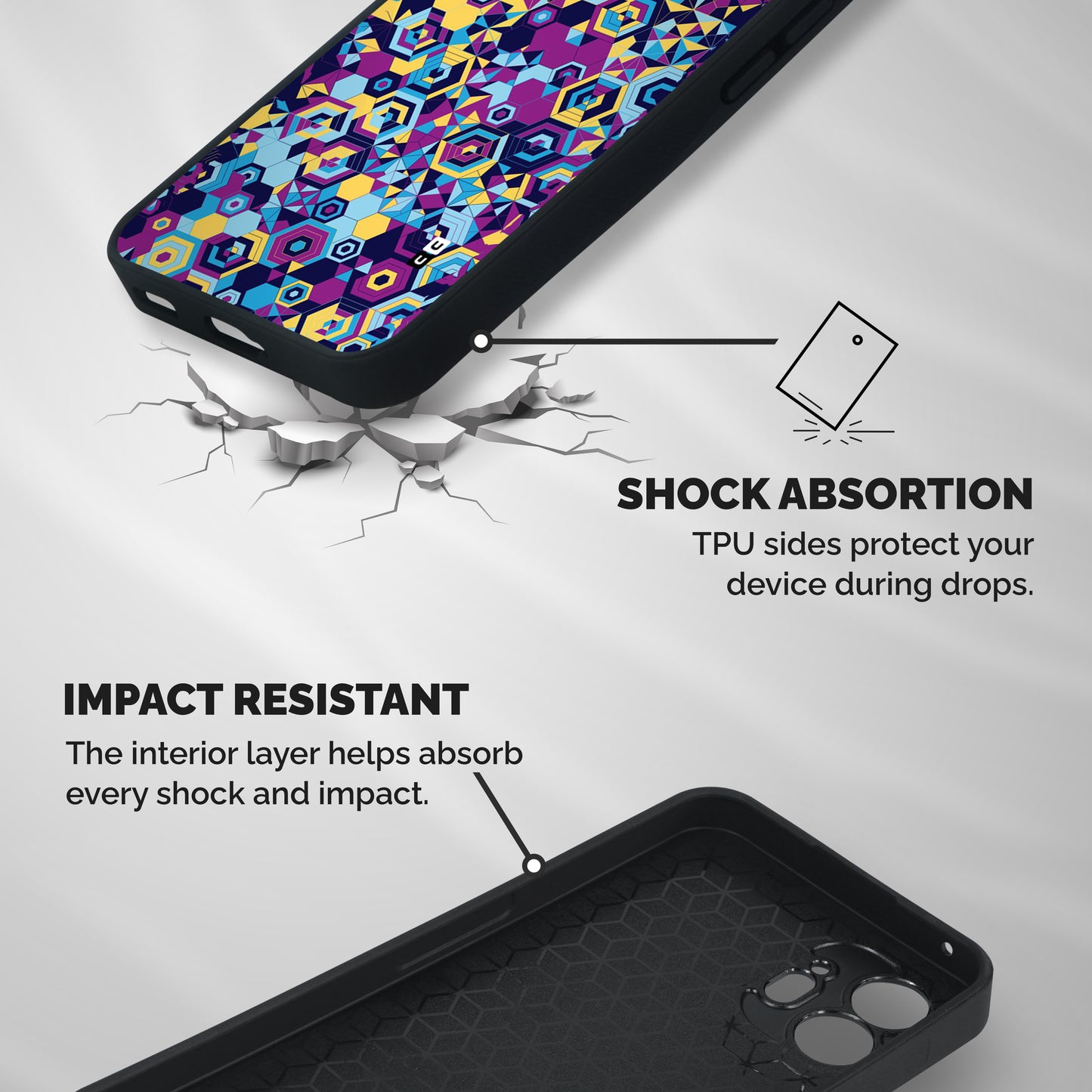 Artistic Abstract Shockproof Hybrid Protection (Metal + TPU) Back Case Cover