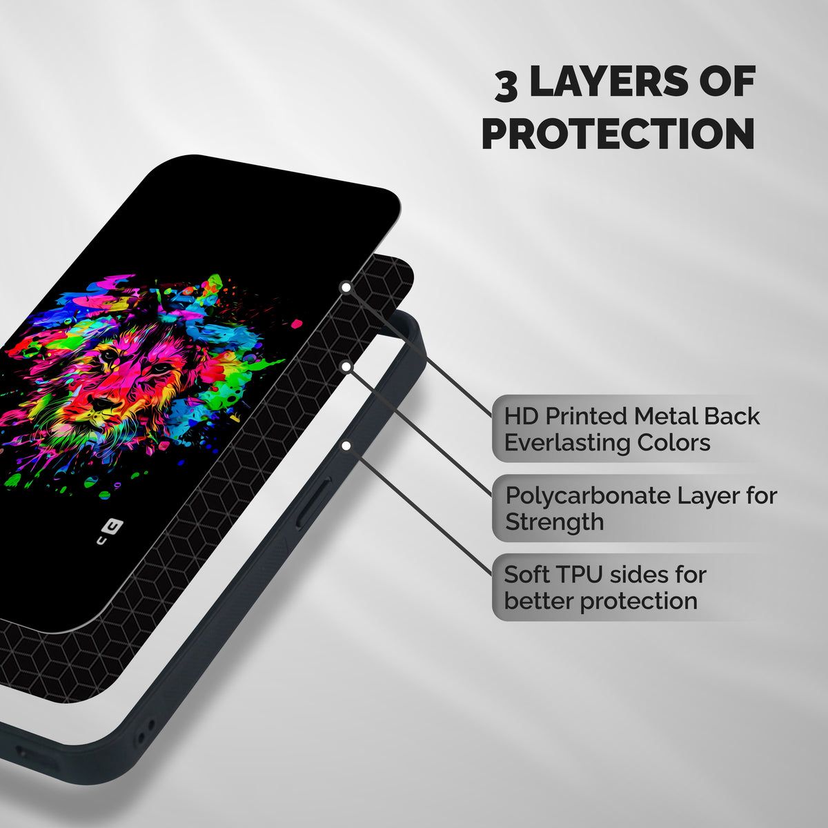 Artistic Lion Art Splash Shockproof Hybrid Protection (Metal + TPU) Back Case Cover