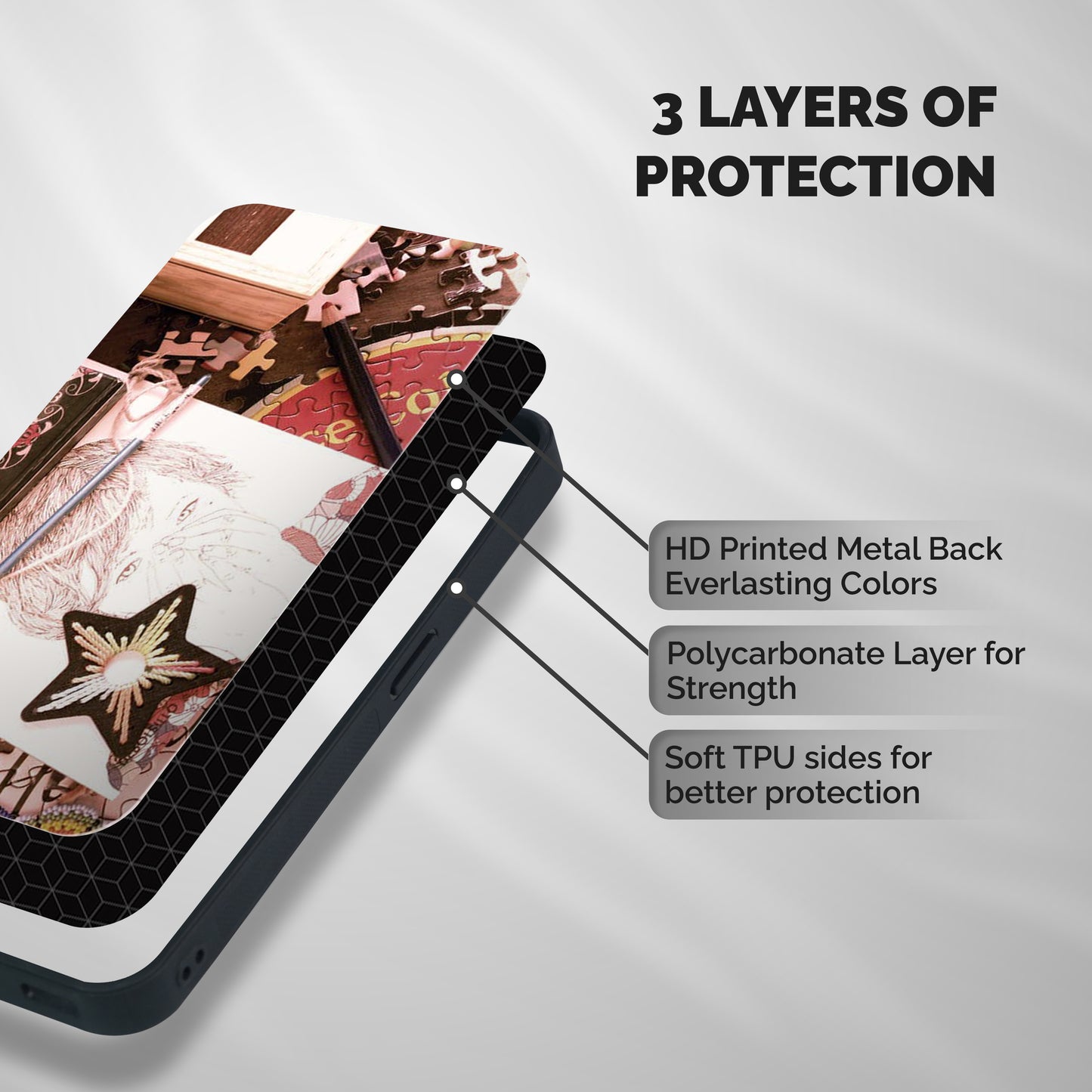 Artistic Messy Shockproof Hybrid Protection (Metal + TPU) Back Case Cover