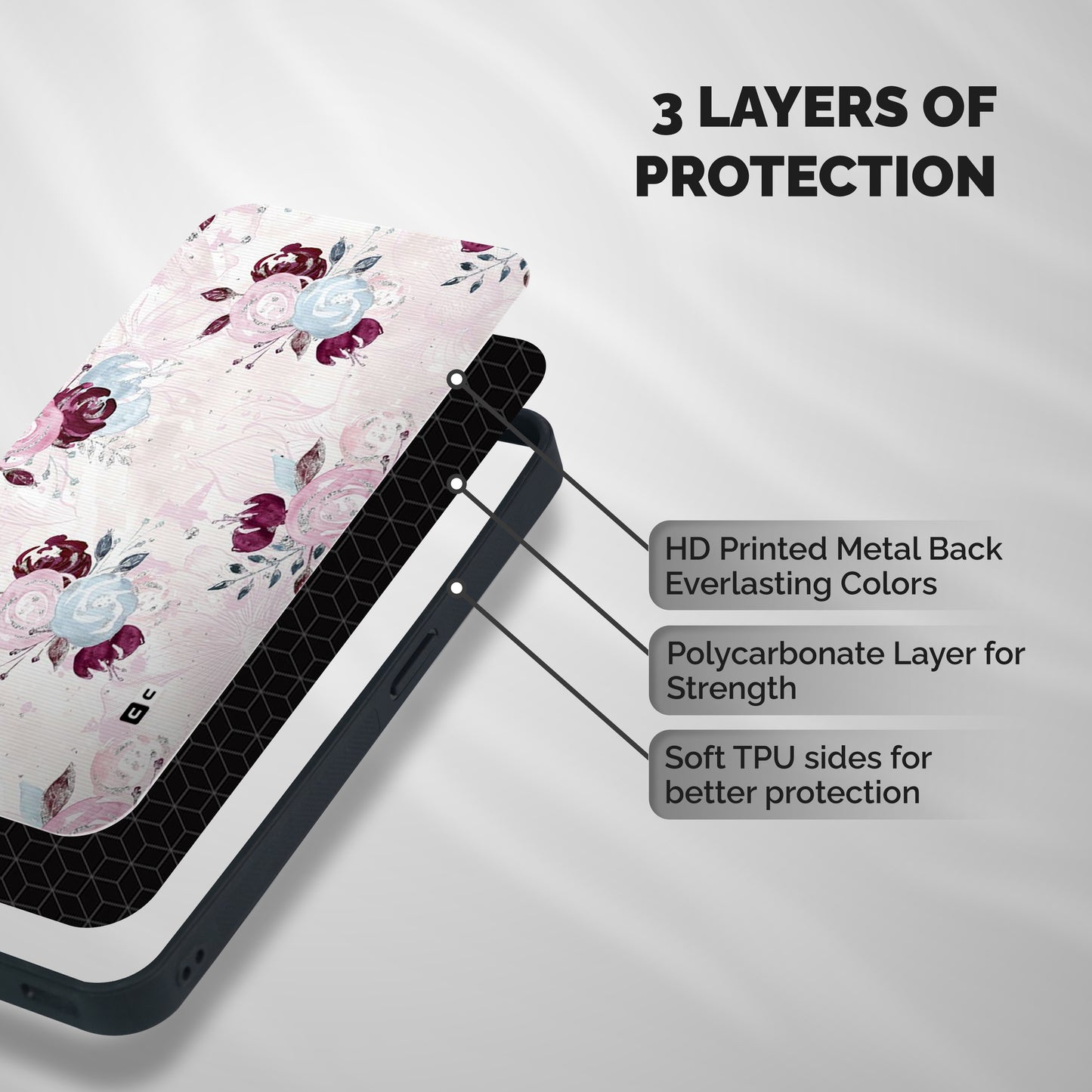 Artsy Florasy Shockproof Hybrid Protection (Metal + TPU) Back Case Cover