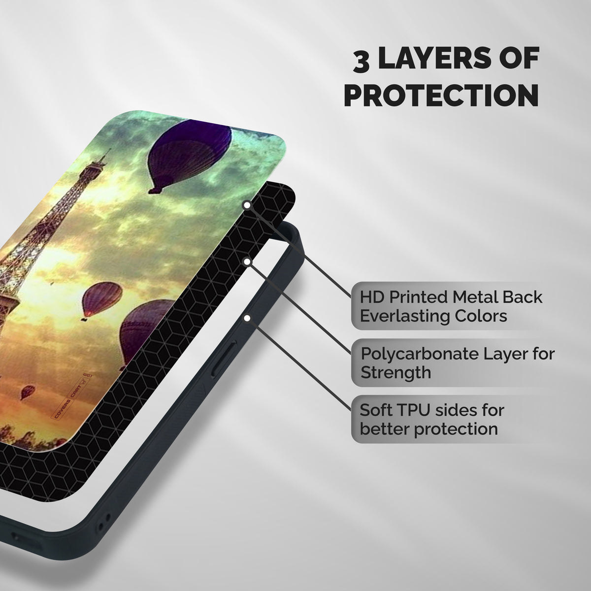 Artsy Hot Balloon And Tower Shockproof Hybrid Protection (Metal + TPU) Back Case Cover
