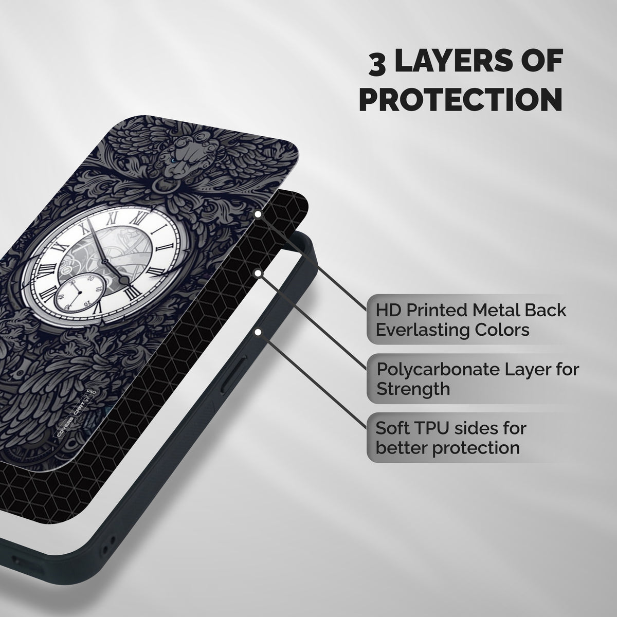 Artsy Wall Clock Shockproof Hybrid Protection (Metal + TPU) Back Case Cover
