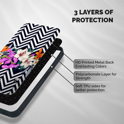 Artsy ZigZag Floral Shockproof Hybrid Protection (Metal + TPU) Back Case Cover