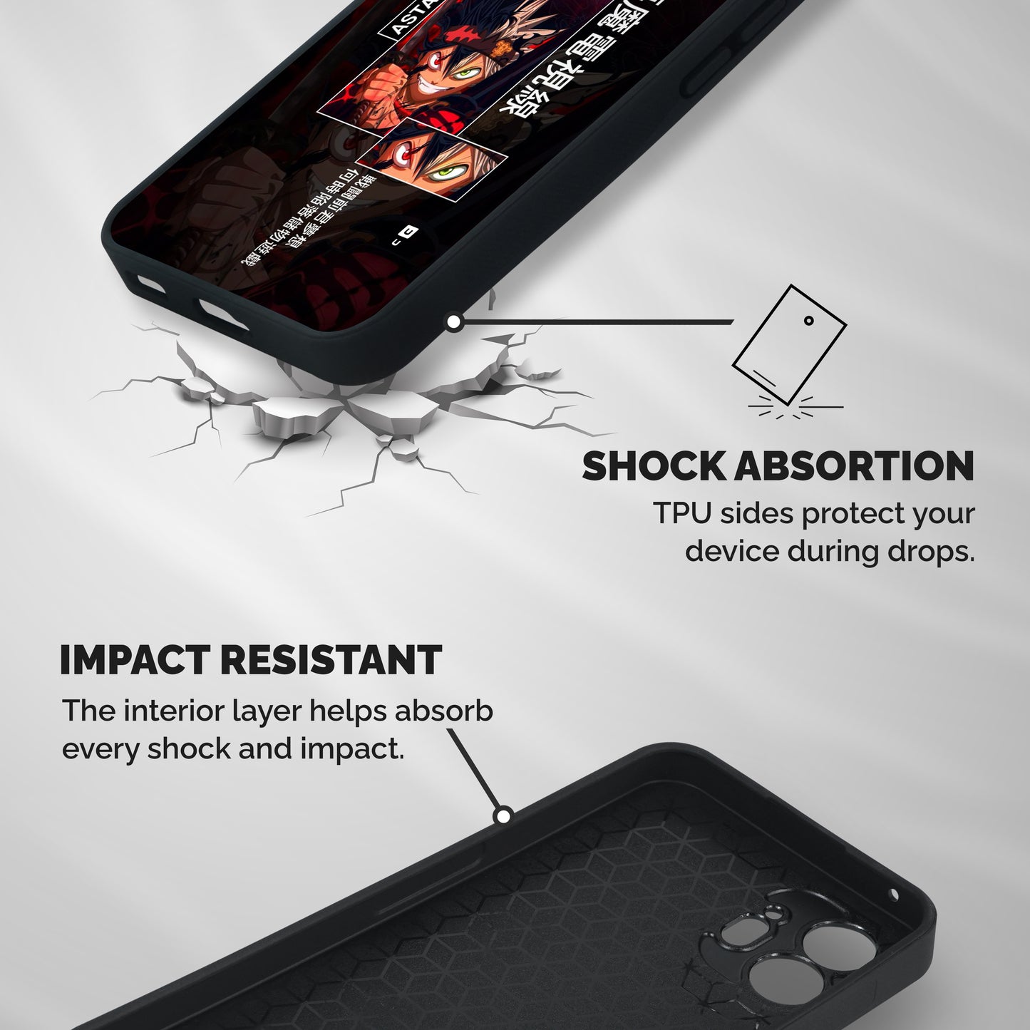 Asta Black Clover Shockproof Hybrid Protection (Metal + TPU) Back Case Cover