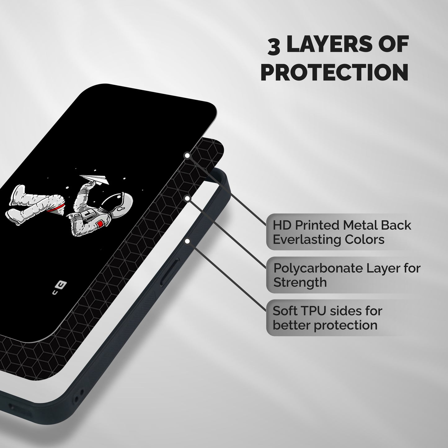 Astronaut Aeroplane Shockproof Hybrid Protection (Metal + TPU) Back Case Cover
